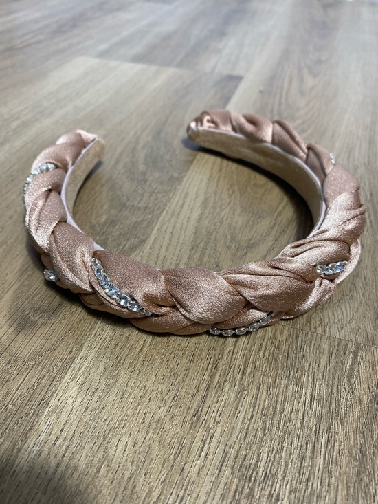 Accessories - Marzoline Satin Braided Taupe Headband with Crystal embellishments Made in Italy